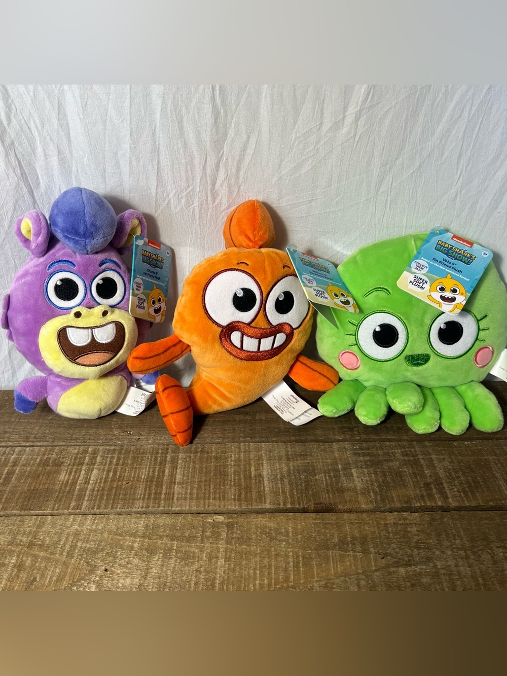 LOT OF 3 Baby Shark’s Big Show 8” Plushies  Vola William And Chucks NEW Ocean